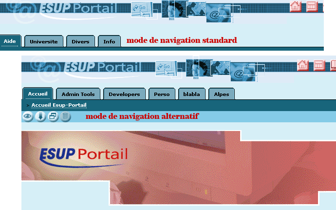 Figure 1 : Les modes de navigation standard et alternatif