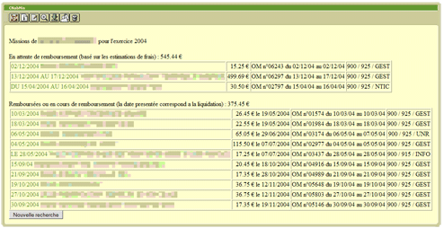 Affichage des états de mission